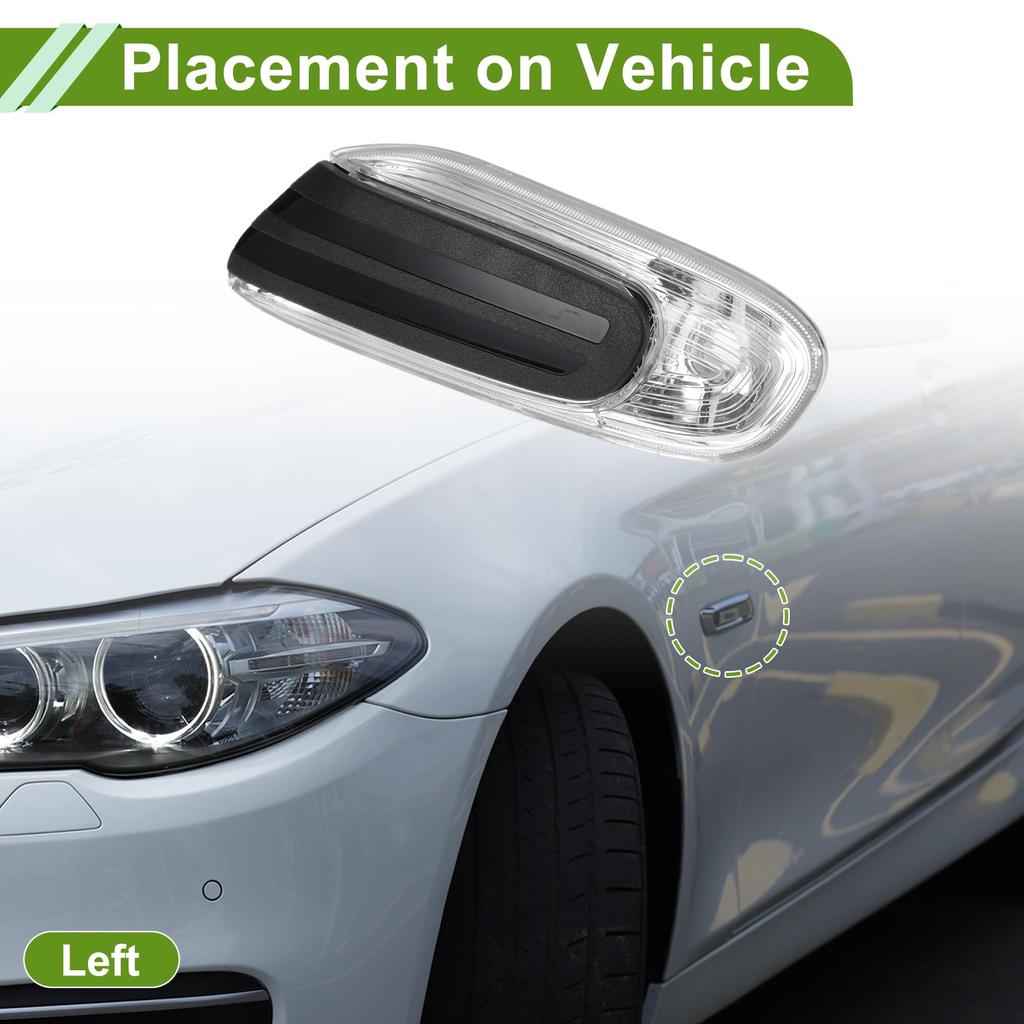 Compatible with HOPESPANNER Mini No.63137298347 Side Marker Light Cover Waterproof White Blinker Corner Parking