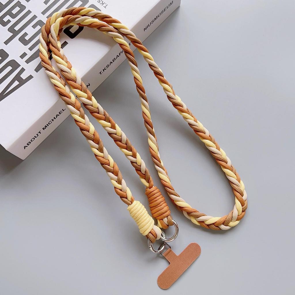 Stylish Braided Crossbody Lanyard: Adjustable, Four-Strand, Color-Block, Anti-Drop Phone Chain