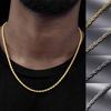 Twist Rope Chain Necklace Men Stainless Steel Ropes Long Necklace Minimalist Gold Color Copper Color Hip Hop Jewelry 3mm 60cm