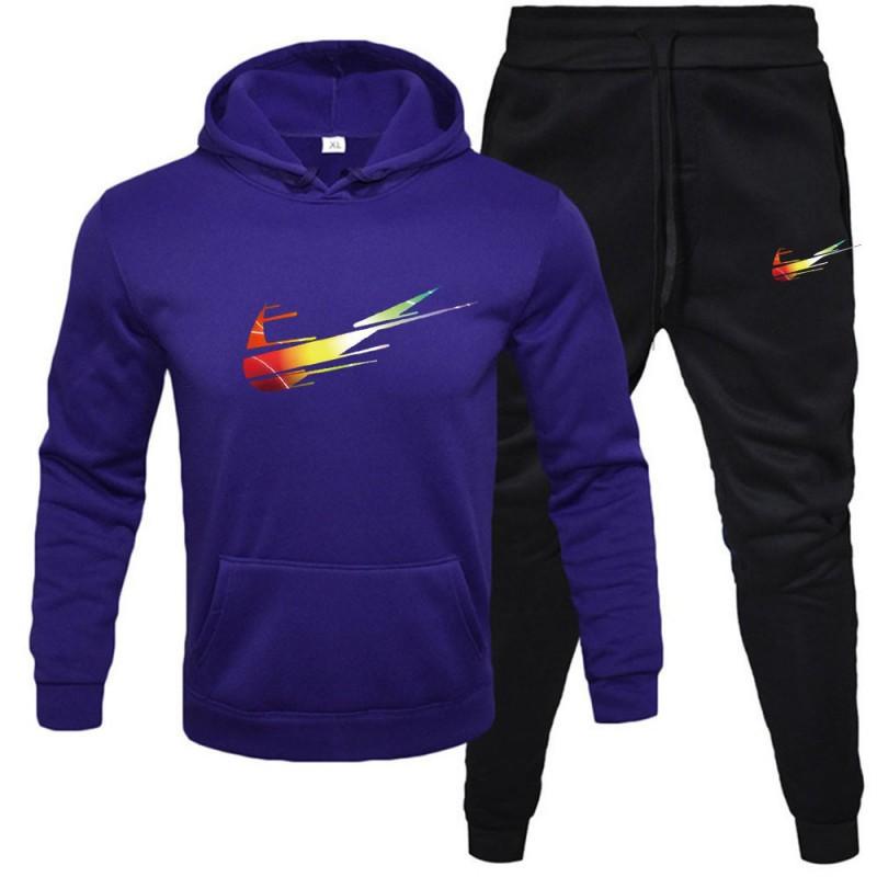 Mens Tracksuit Set Long Sleeve Hoodie Sweatshirt Sweatpants Casual Sportswear Youth Fashion