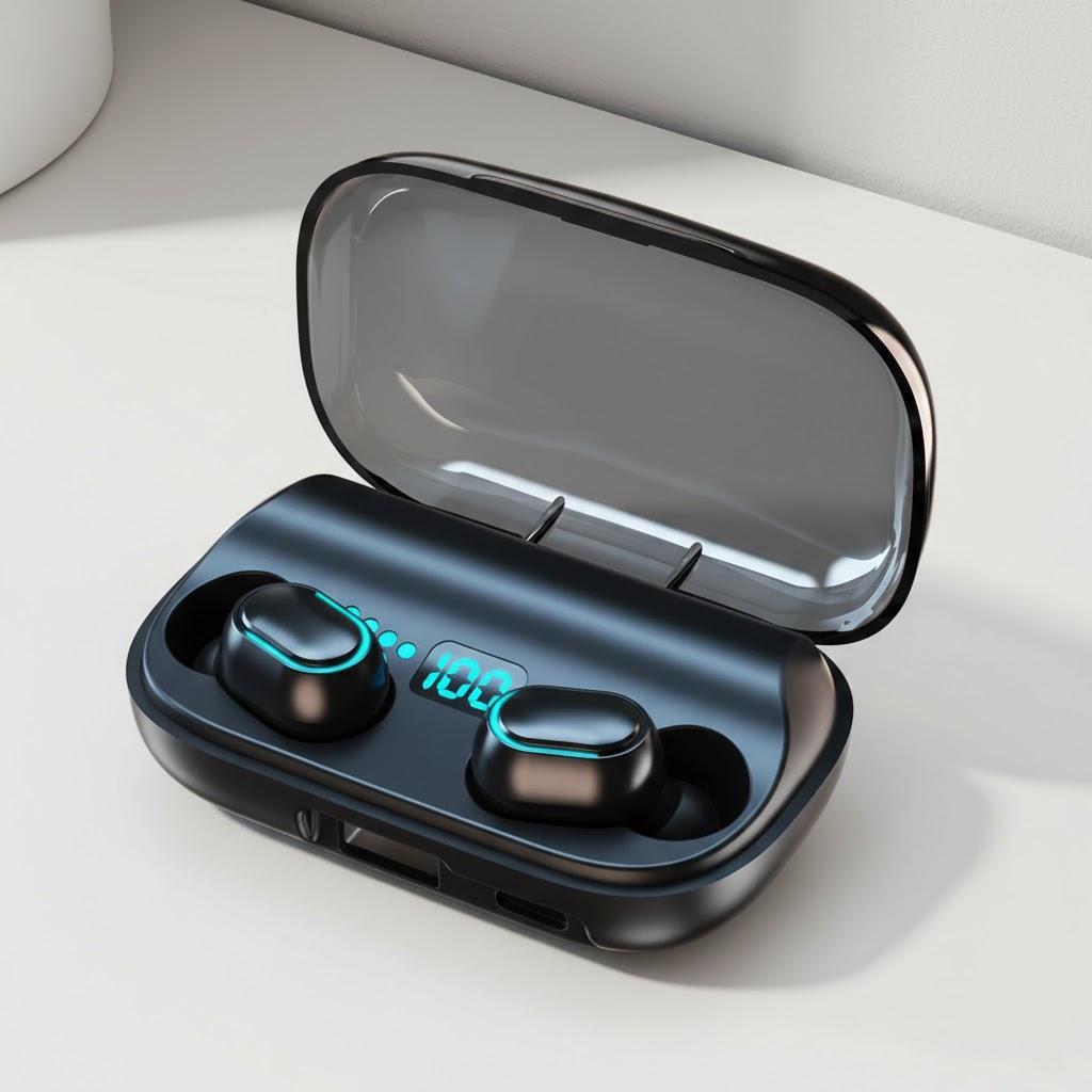 

True Wireless Earbuds Bluetooth 5.0 Stereo Sound Noise Cancelling Touch Controls Sport Headphones with Digital Display
