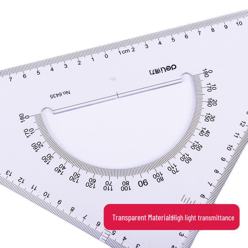 Deli Stationery Plastic Triangle Ruler Set, 23/43cm, for Students' Math and Drawing.