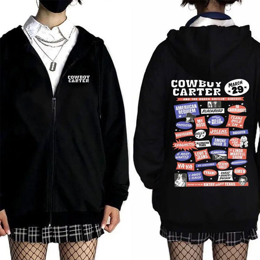 Худи на молнии Beyoncé Cowboy Carter Мужская Модная Одежда Streetwear Мужские Винтажные Большие Худи на Молнии S