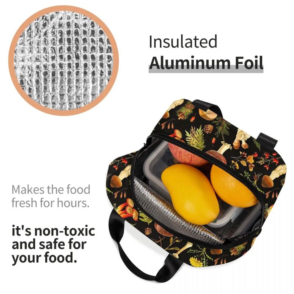 Thanksgiving Mushrooms Harvest Botanical Night Garden Insulated Lunch Bag for Women Office Cooler Thermal Food Box Tote Portable