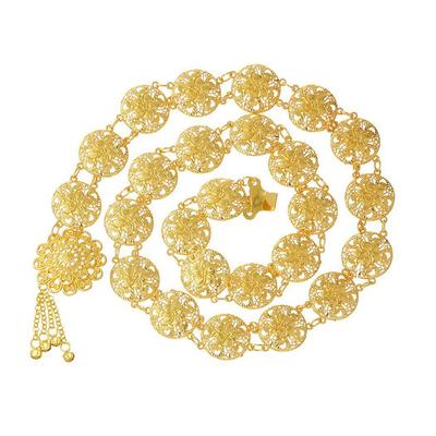 Handmade Ethnic Metal Hollow Carved Flower Chain Belt For Women Bell Tassel Body Chain Bohemian Statement Waist Chains