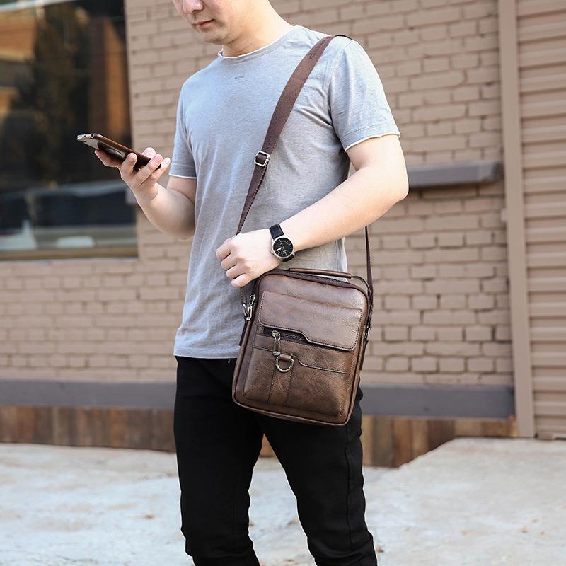 Men's shoulder bag new business casual vertical messenger bag fashion leather bag handbag men's