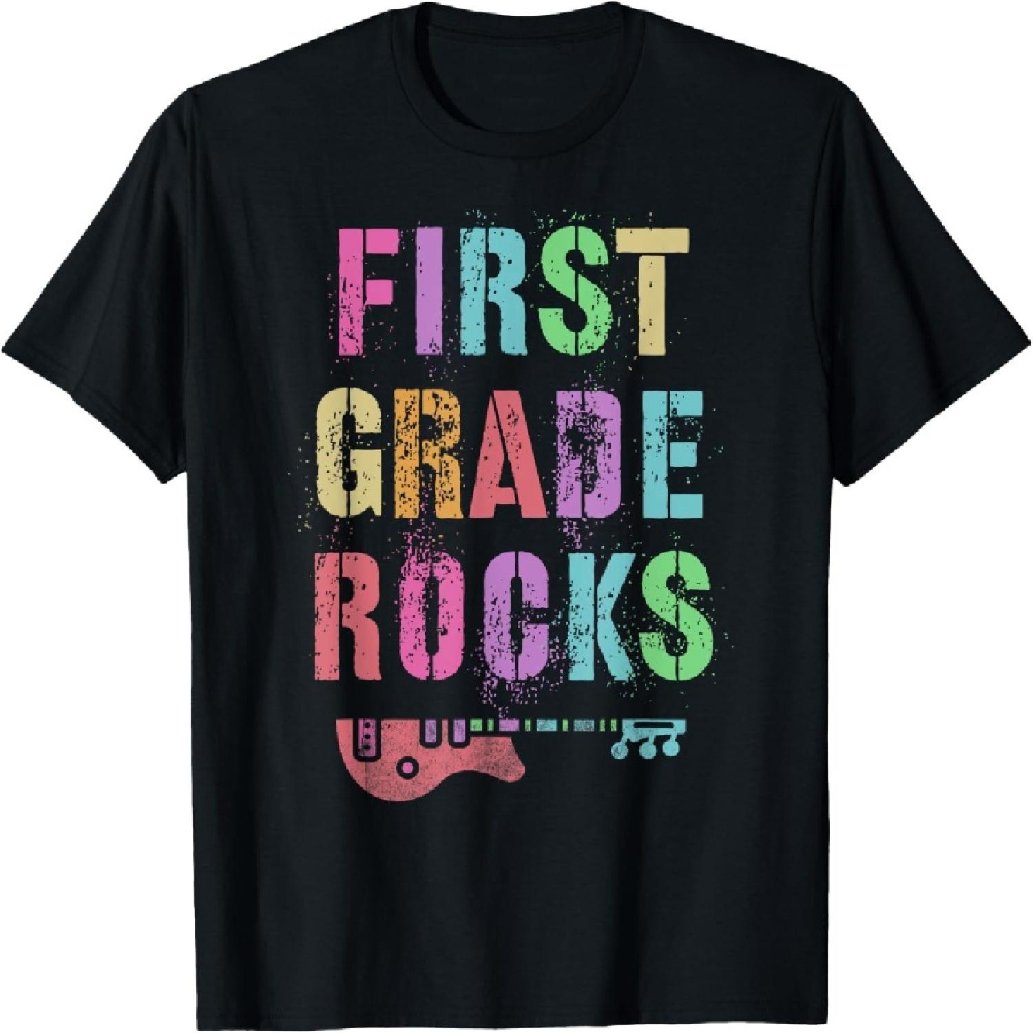 

Hello 1st GRADE ROCKS Teacher Team FIRST Gr Vibes Rockstar T-Shirt for Men Women Kids XXXXXL різнокольоровий