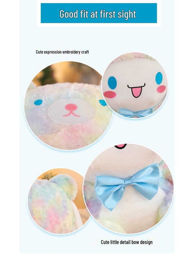 Rose Velvet Tie-Dye Cinnamon Roll Plush Toy - Large Colorful Floppy-Eared Dog Pillow Doll