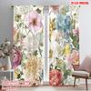 2pcs,2D Plane Printing Popular Curtain Panels Blooming Tapestry 100% Polyester (without Rod) Holiday for Bedroom, Living Room,