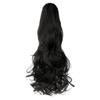 FESHFEN Drawstring Ponytails Hair Extension Natural Black 16 Inch Long Wavy Hair Piece Synthetic Ponytail Hair Bob Wig Ideal for Women Wedding and