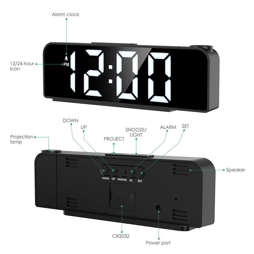 ORIA Projection Alarm Clock Newest Alarm Clock Bedside LED Digital Clock with Temperature Display Clock for Bedroom Living Room
