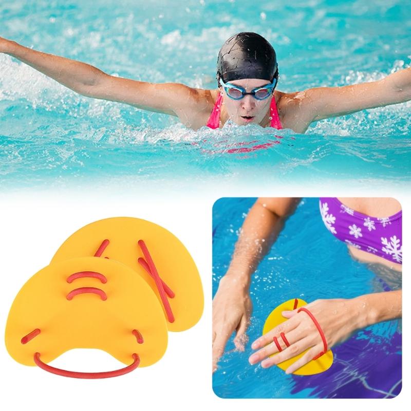 Set of 2 Hydrodynamic Swim Training Gear Flexible Silicone Hand Fins Suitable for Competitive Swimmers and Beginner