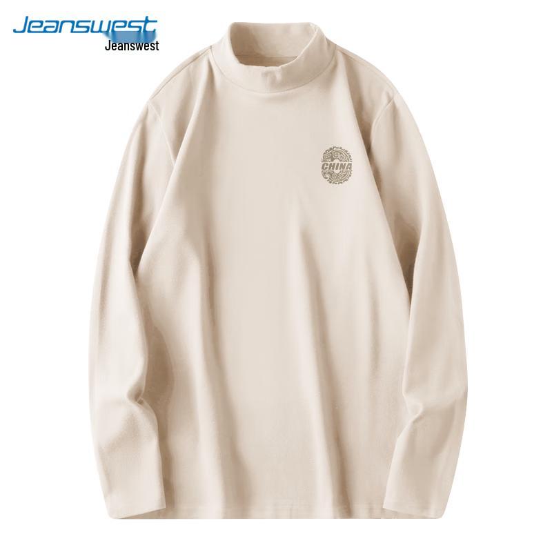 Jeanswest Men's Fleece-Lined Mock Neck Long Sleeve T-Shirt