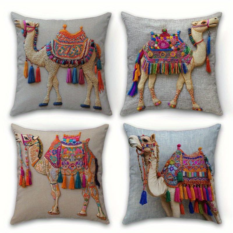 1/4pcs Colorful Camel-Patterned Pillowcases for Comfort Sofa cushion cover home bedroom room decoration