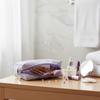 Striped Embroidered Travel Cosmetic Bag Portable Toiletry Organizer for Women Makeup Storage Pouch
