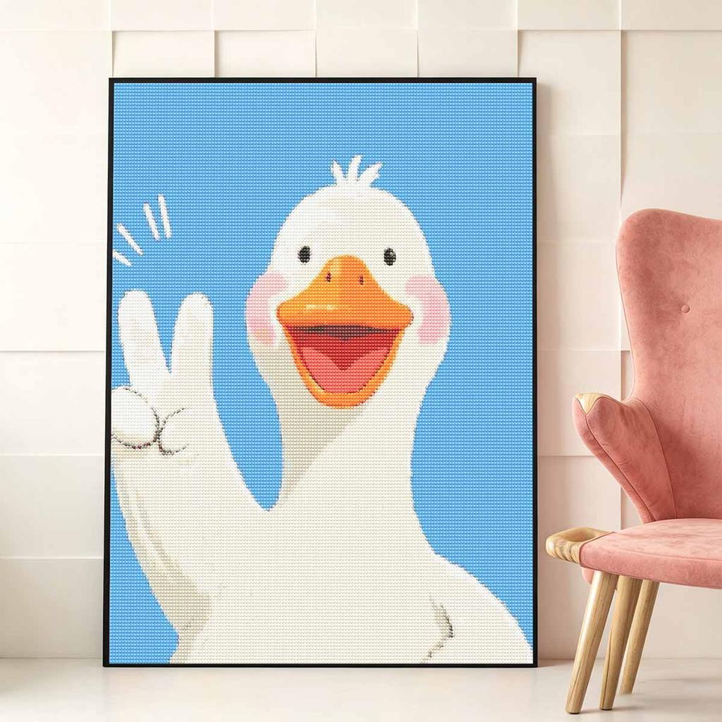 Premium 5D Diamond Painting Kits HappyDuck Full Round Drill Rhinestone Art Cross Stitch Home Decor Wall Art Gift