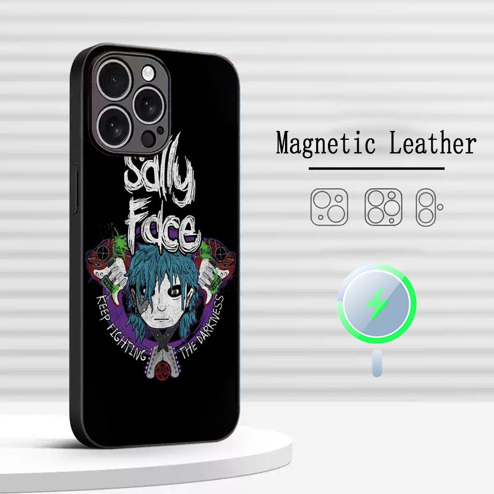 American Sally Face Retro Fashion Phone Case For iPhone 17 16 15 14 13 12 Plus Pro Max High-end Luxury Magsafe Sheepskin