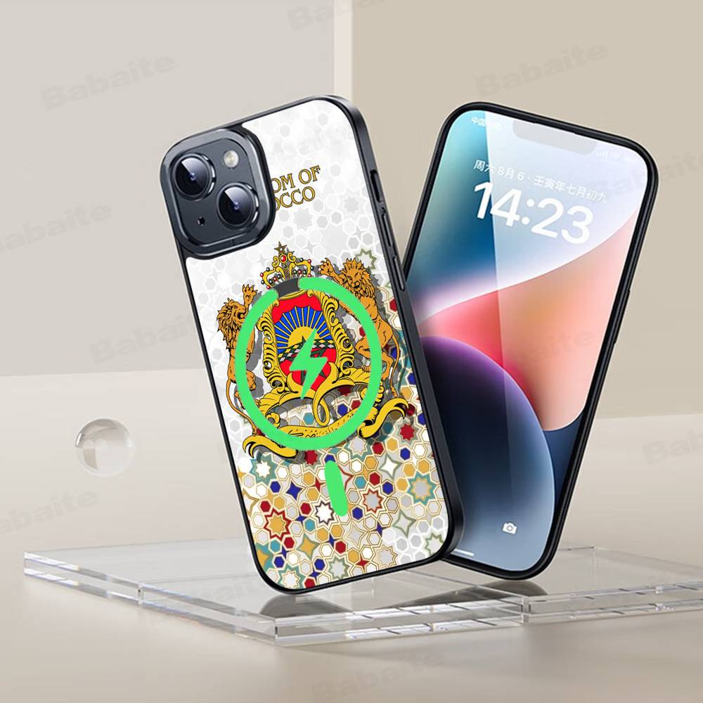 Morocco Map Flag Magnetic Case For IPhone 17 16 14 13 12 11 15 Pro Max Plus Wireless Charge Phone Cover