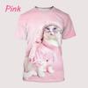 Women's T-Shirts Harajuku Cat Graphic Print 3D Tops Summer Short Sleeve Casual Tees Kawaii Animal T Shirt