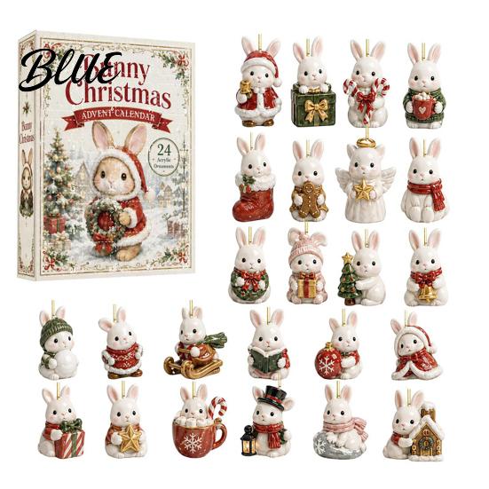 Adventskalender für Jungen 24 Tage Weihnachten 2026, 2D Acryl Lese Katzen/Hunde/Waldtiere Niedliche Katze Kaninchen Ornamente Schmuckstück Countdown Kalender,