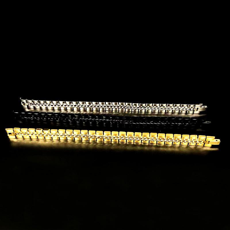 Cross Retro Stainless Steel Men's Gold & Black Waterproof Bracelet