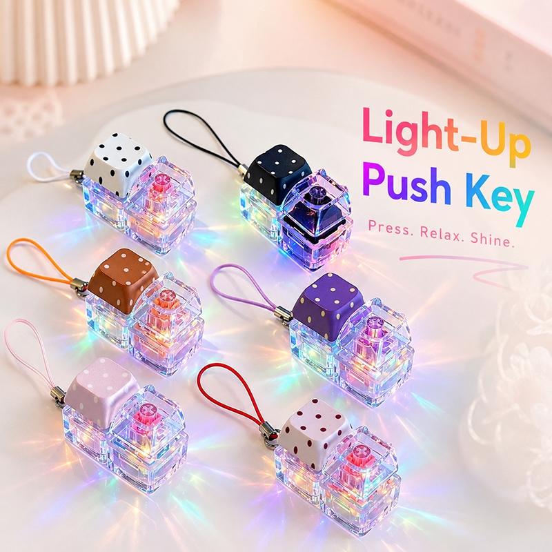 Key Keyboard Keychain Keyboard Fidgets Toys Keycap Stress Relief Clicker Keychains Decompression Toy Button Keycap Key Chain