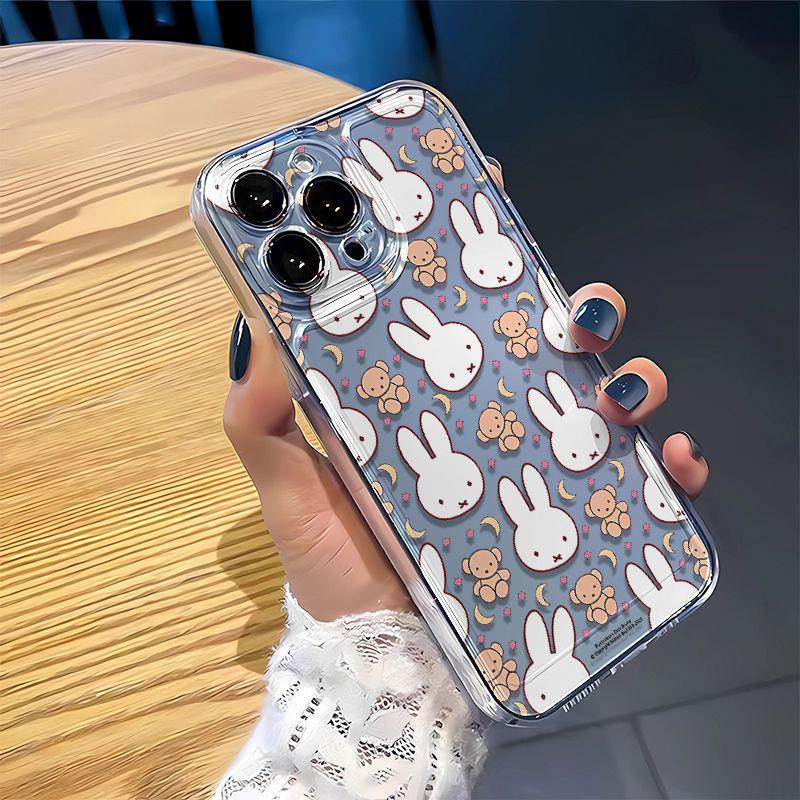 

Miffy Rabbit & Bear Transparent Cartoon Case for Apple XS/13Pro/14/15/16/17 Pro Max Apple 13