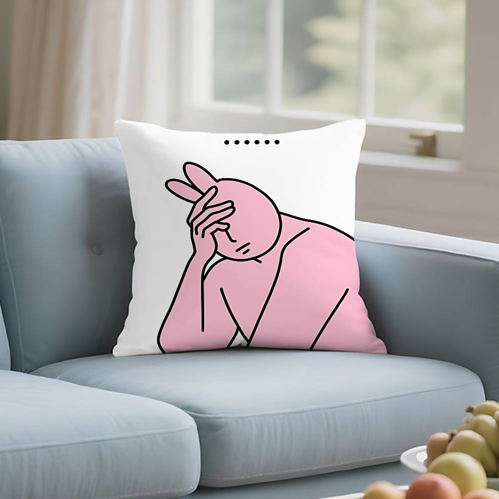 Funny Cute Pink Bunny Pillow Case Pillows For Cover Home Decor Items Living Room Decoration Cushion Covers