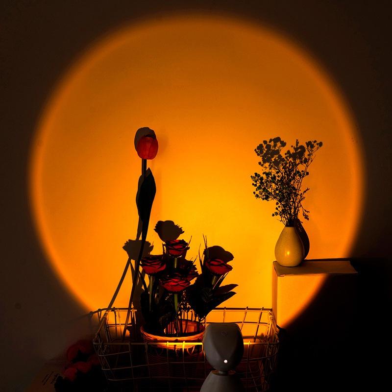 Sunset Projector Lamp LED Night Light USB Power Supply Rainbow Sun Projecting Lights for Background Wall Bedroom Decor Lighting