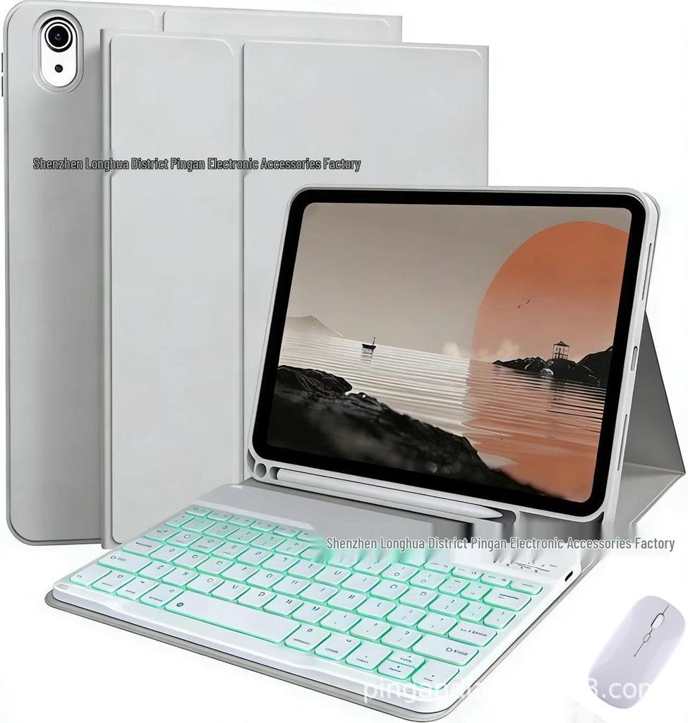Compatible iPad 12th/11th Gen Bluetooth Keyboard Case, Magnetic Detachable, with Pen Slot and Leather Cover.