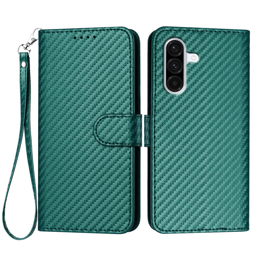 For Samsung Galaxy A36 5G Wallet Case with Strap Carbon Fiber Texture Leather Mobile Cover