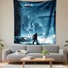 Blade Runner LAPD Tapestry Wall Hanging, Police Badge Neon Sign Art, Futuristic Wall Decor for Bedroom Living Room Dorm