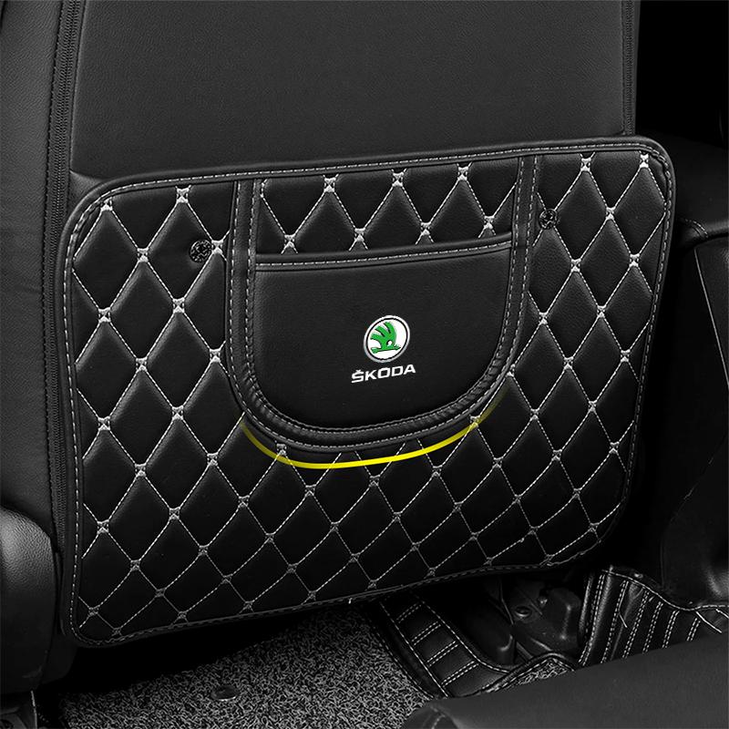 Car Anti-kick Pad Interior Pu Leather Auto Seat Back Protector Pads For Skoda Octavia MK2 MK3 2 3 A7 Fabia Karoq Kodiaq Superb Rapid Kamiq