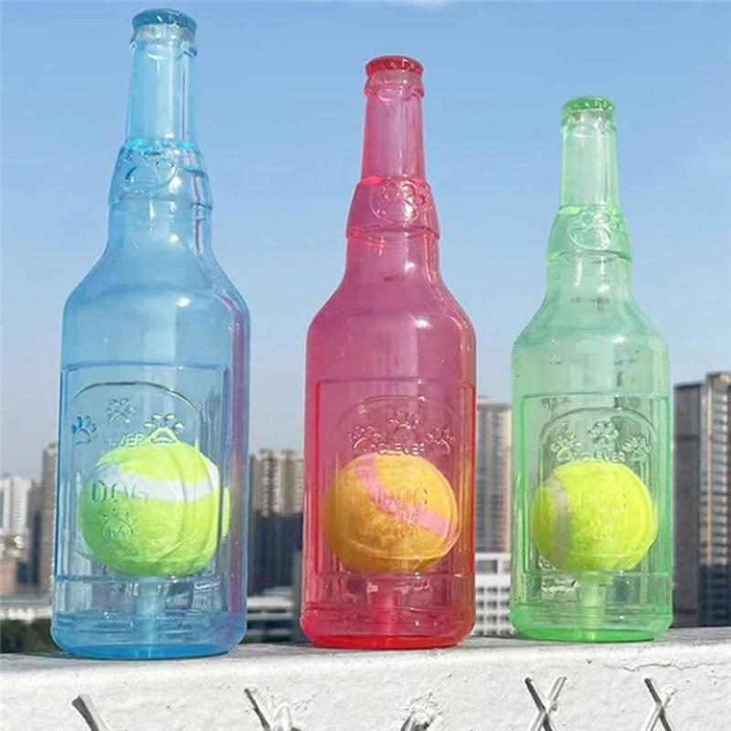AD23-Hundleksak Vattenflaska Knastrande Tuggflaska Leksaker För Hundar Plast Vattenflaska Tugg Leksaker För Hundar Med Boll