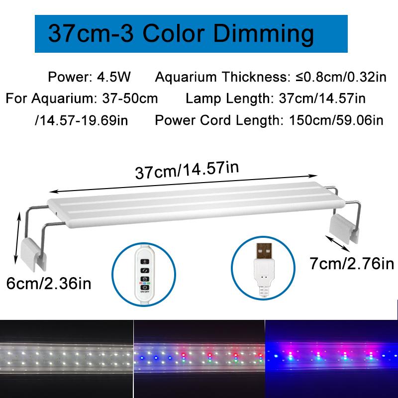 USB Fish Tank Clip Light, Dimmable Color, LED Aquarium Light for Aquatic Plant Grow Landscapes Decoration with Timer Function