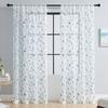 Pastoral Style Window Drapes Embroidery Tulle Curtain Leaf Pattern Sheer Curtain  Home Decoration