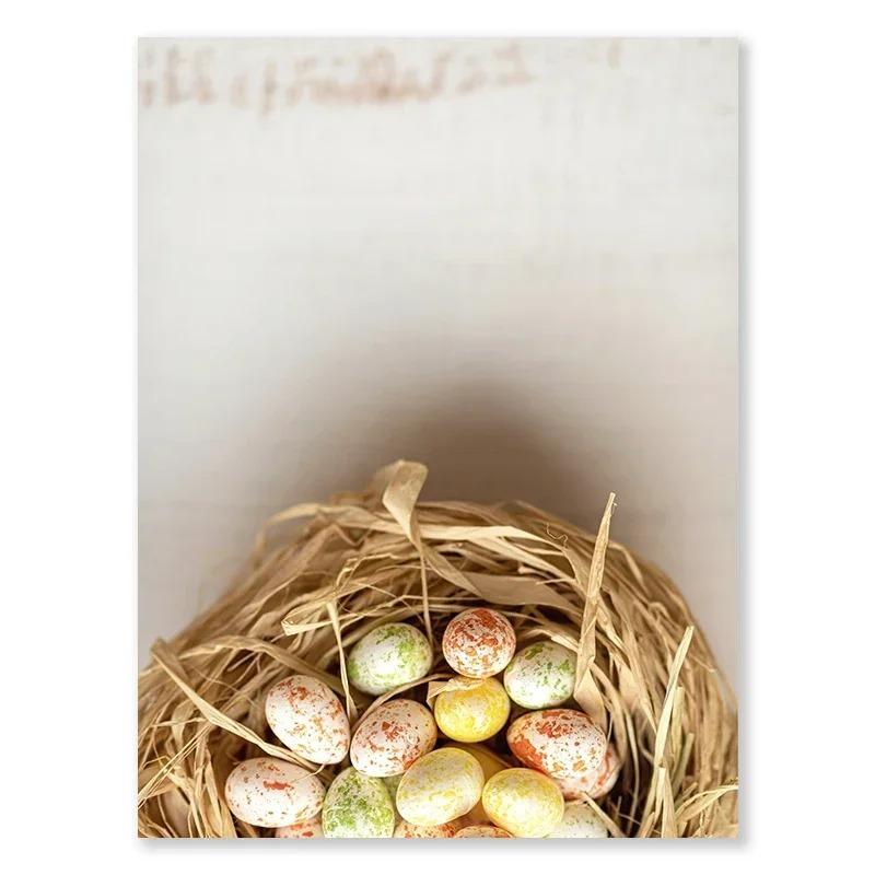 Boho Bunny And Flowers Decorative Easter Print Wall Art Poster Warm Modern Gallery Wall Living Room Decorative Canvas Painting