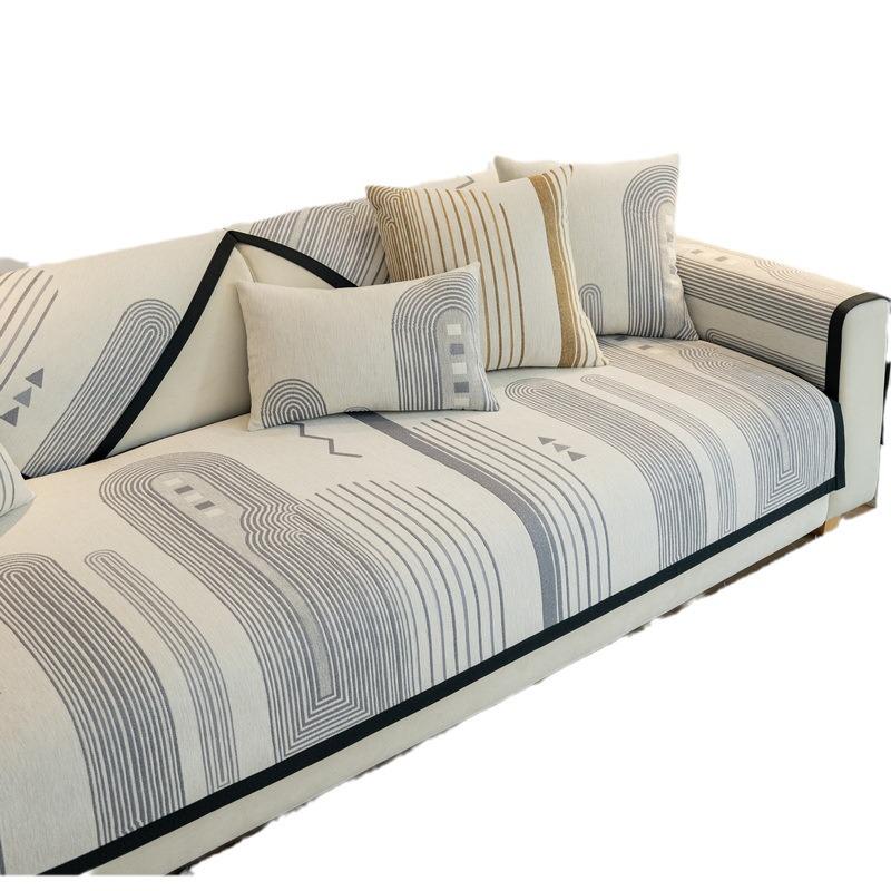 Französisches Chenille Rutschfeste Sofabezug, Ganzjahres Universal Stoffhandtuch für Leder, 2024 Sommerausgabe Sitzkissen