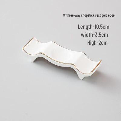 Abay Ceramic Gold-Rimmed Chopstick Rests (Set of 6)