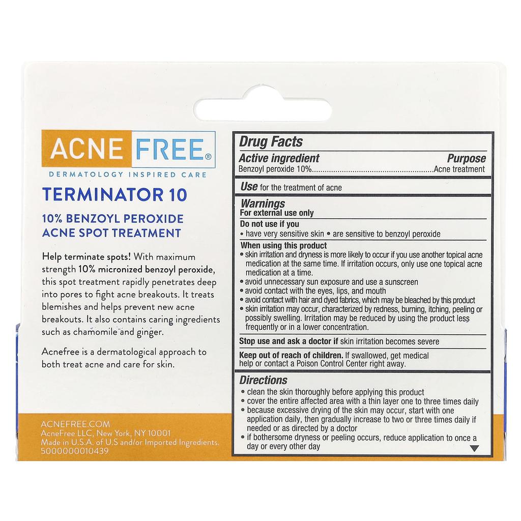 ACNE FREE, Terminator 10, Severe Acne Spot Treatment, 1 Fl Oz (30 Ml)