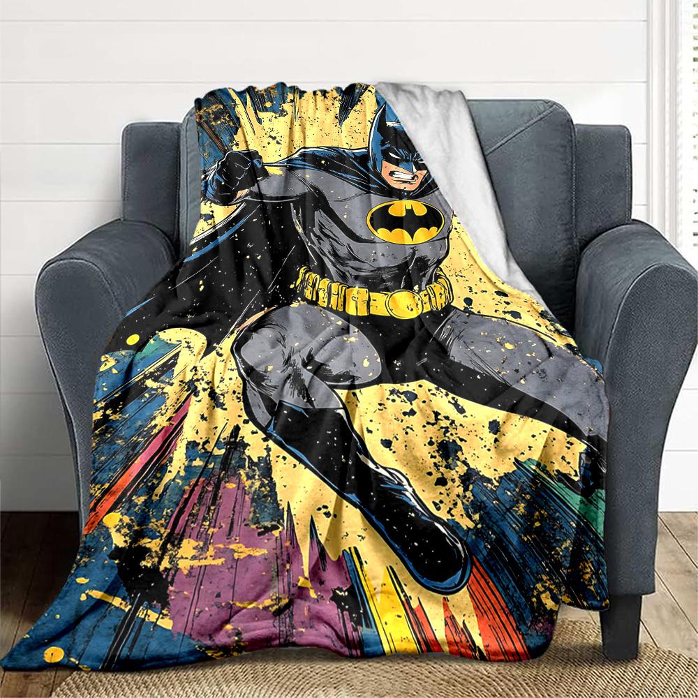 1pc Batman Hero Flannel Throw Blanket Lightweight Soft Warm All Season Blanket for Sofa, Bed, Travel, Camping L1024145