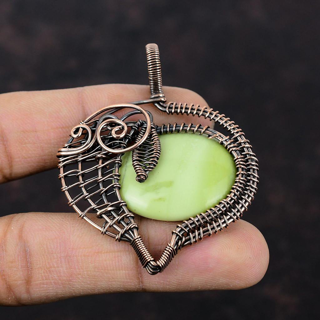 Serpentine Pendant Copper Wire Wrapped Jewelry Gemstone Pendant Serpentine Jewelry Handmade Pendant Copper Wire Wrapped Pendant Wedding Gift