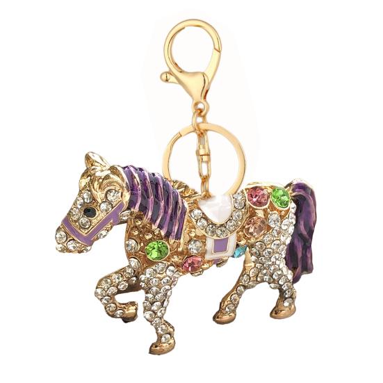 Keychain Pendant Sparkling Rhinestones Cartoon Horse Shape Key Chain Bag Wallet Phone Car Decoration