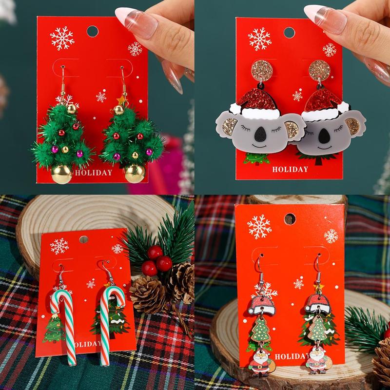 2025 New Fashion Christmas Collection Earrings Elk Shining Rhinestone Earrings Women's New Year Charm Temperament Jewelry