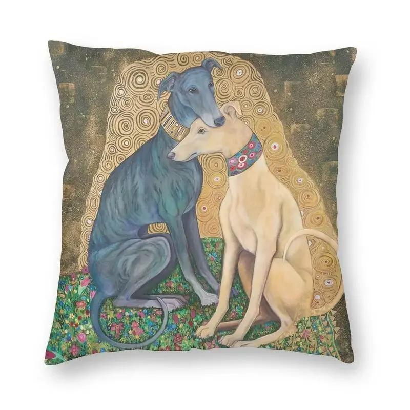 Greyhounds With Gold Collars Pillow Case Home Decorative Sihthound Dog Nordic Cushion Cover Velvet Pillowcase For Sofa