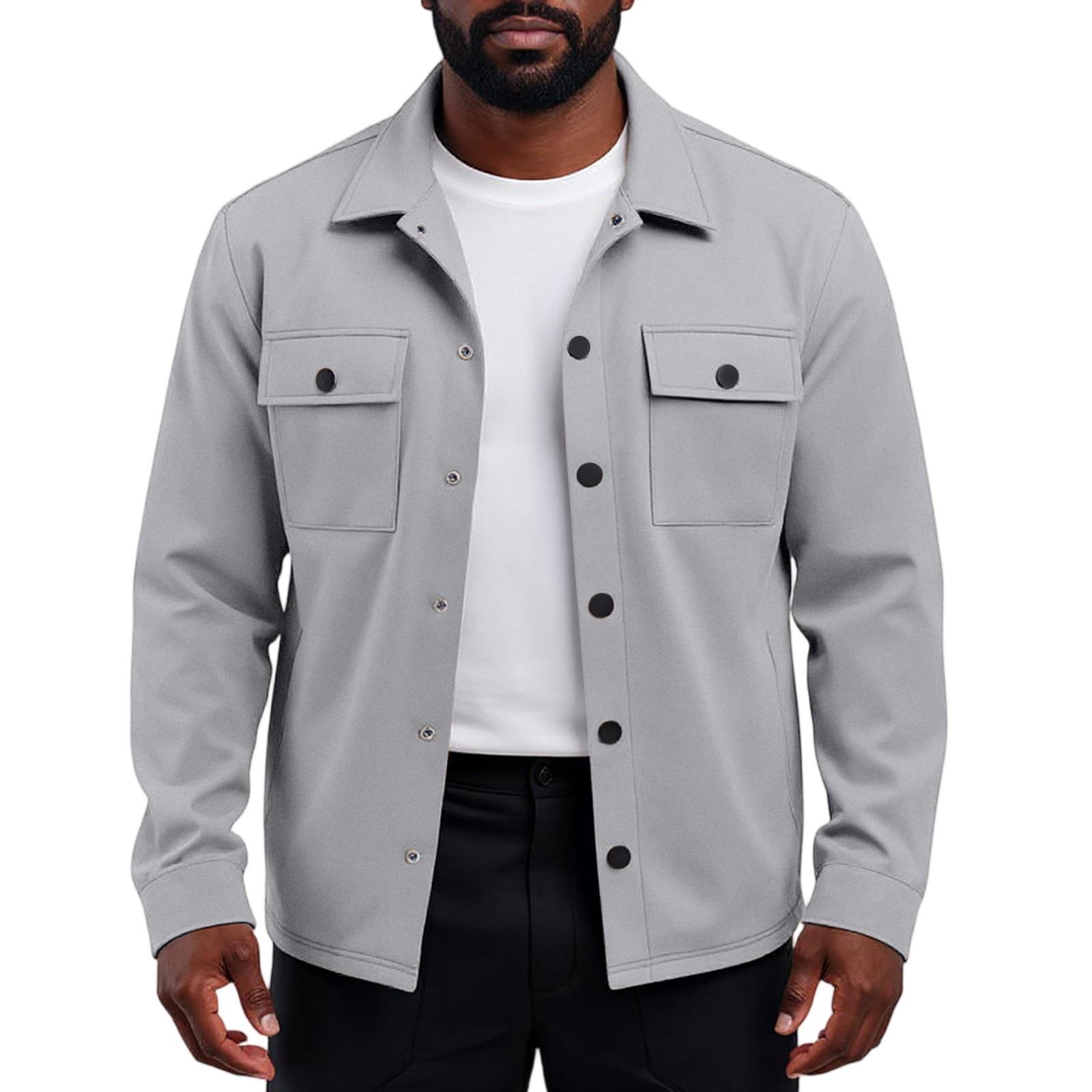 

Мужская сверхпрочная рабочая куртка в стиле ретро для поездок на работу с длинными рукавами и плюшевой подкладкой, удобная и свободного кроя M