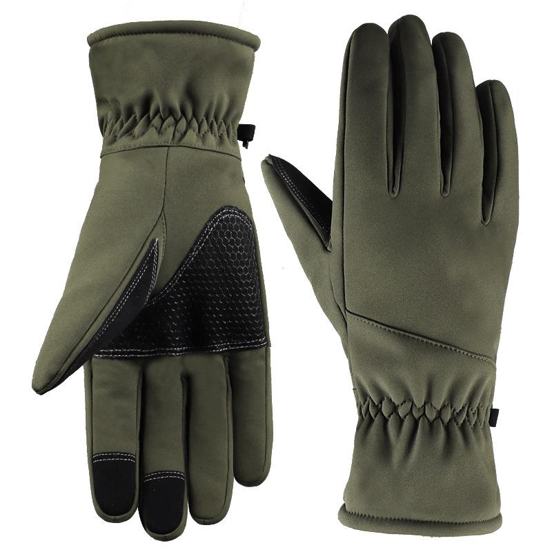 Autumn and Winter Outdoor Training Windproof Waterproof and Anti Slip Sports Cycling Camouflage Touch Screen Fleece Warm Gloves Equipment for Men
