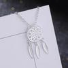 925 Sterling Silver  2pcs/Set Korean Style Feather Dreamcatcher Jewelry Sets Pendant Necklace For Women Gift NE+EA