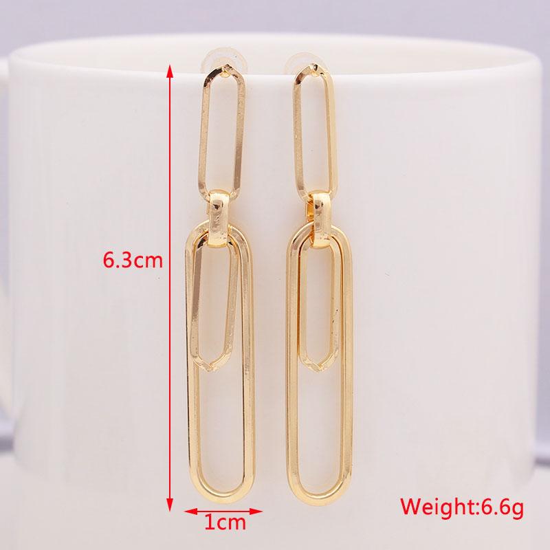 New Hip-hop Chain Earrings Female Metal Tassel Earrings for Women Hollow Geometric Statement Dangle Earrings bijoux femme