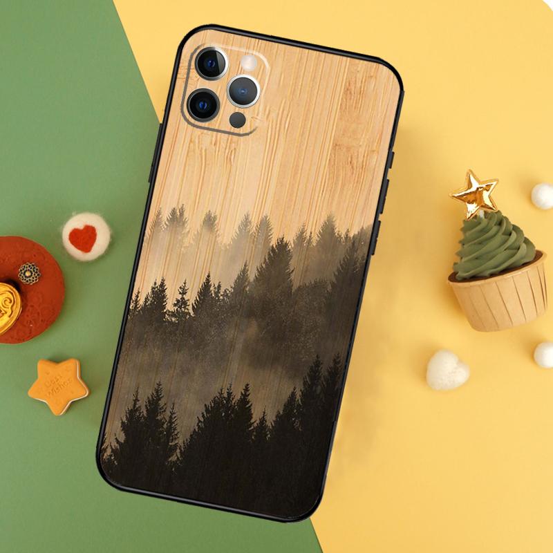 Tree Flower Bamboo Wood Phone Case For iPhone 17 16 14 13 12 11 15 Pro Max 12 13 Mini 16E 17 Air Shockproof Cover